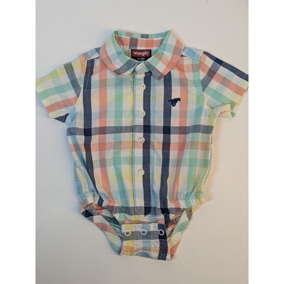 Wrangler Other - 0-3M Wrangler Blue/Pink/Teal/White Plaid  w/snaps